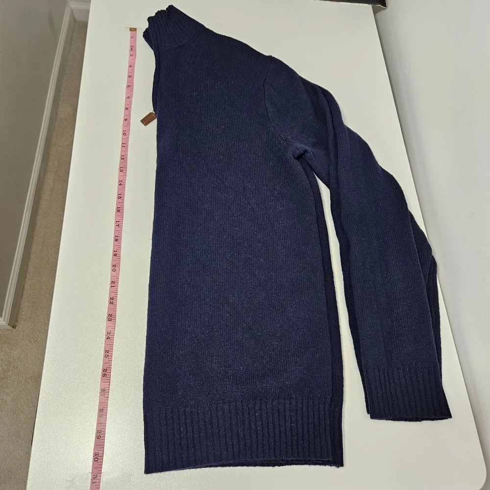 J Crew Mens 100% Lambswool Sweater Half Zip Pullover Blue L Tall